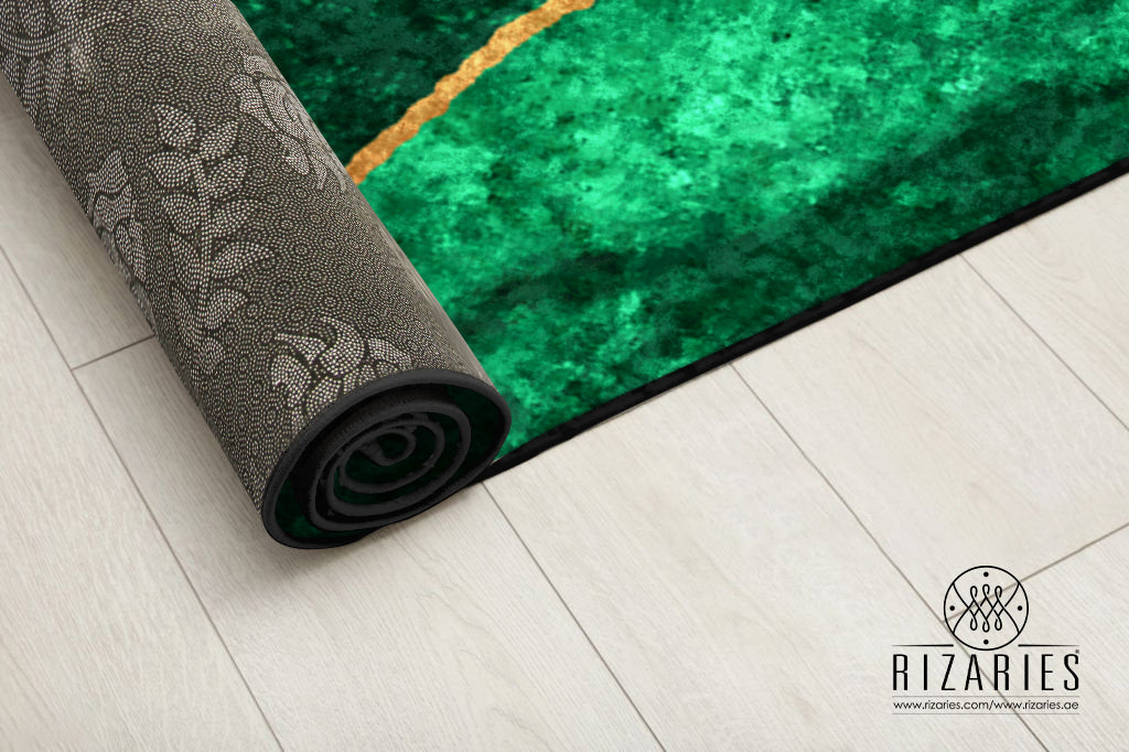 Green Gold Abstract Centerpiece (Rug)