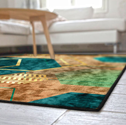 Emerald Copper Abstract Geo Centerpiece (Rug)