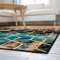 Thumbnail for Ombre Cubes Emerald & Copper Centerpiece (Rug)