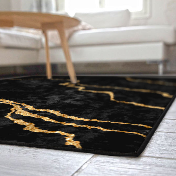 New Black Gold Abstract Centerpiece (Rug)