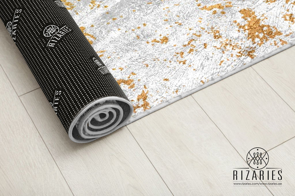 White Gold Abstract Centerpiece (Rug)