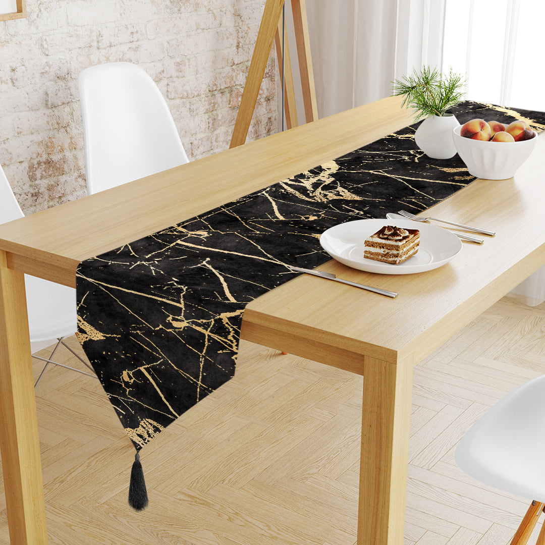 Black Gold Abstract Table Runner