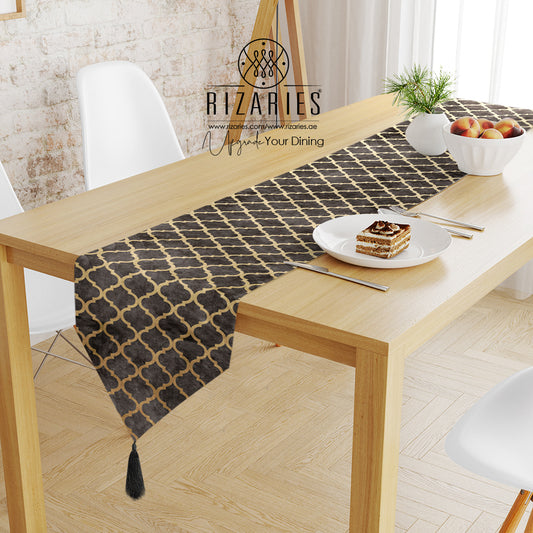 Grey Quatrefoil Table Runner