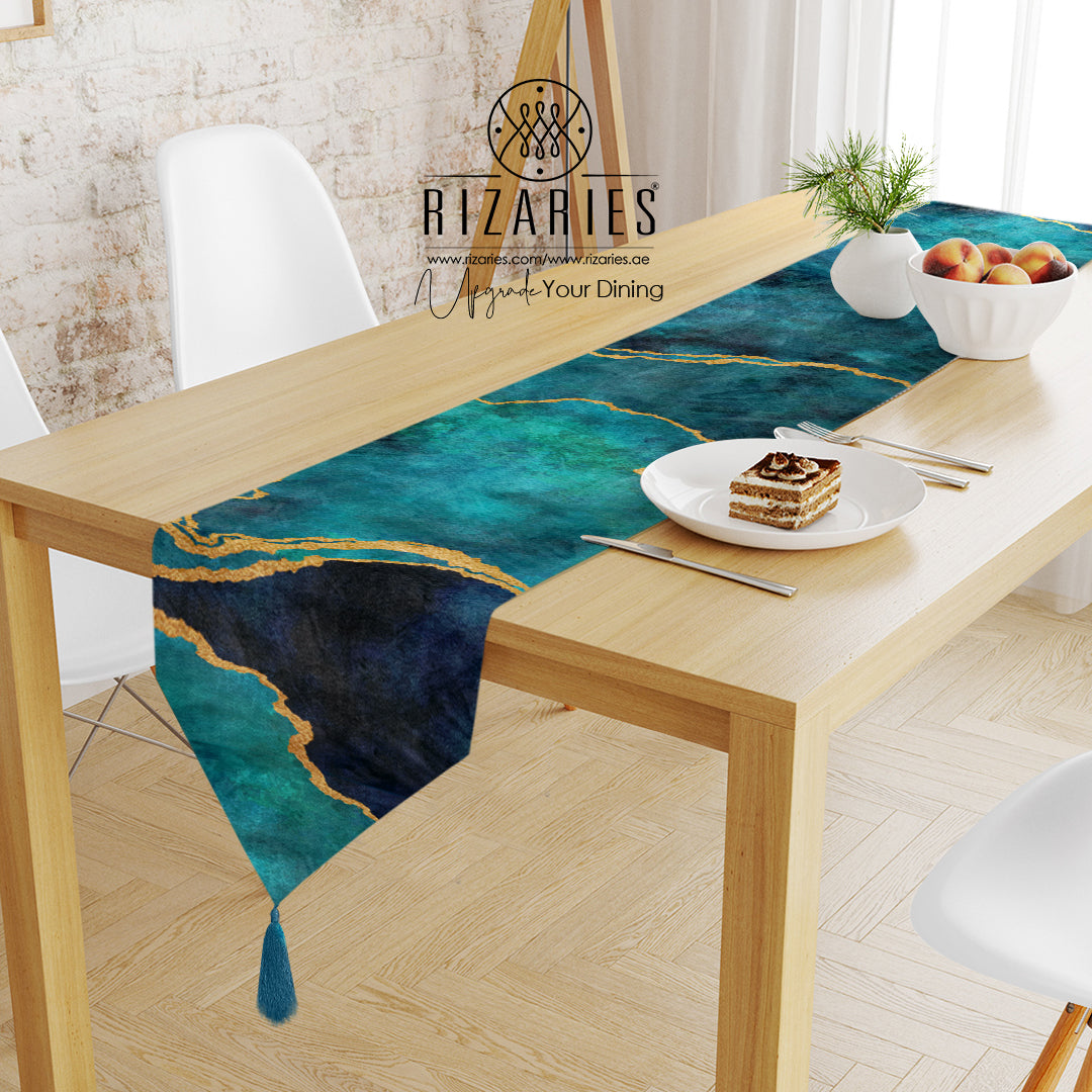 Sea Green Abstract Table Runner