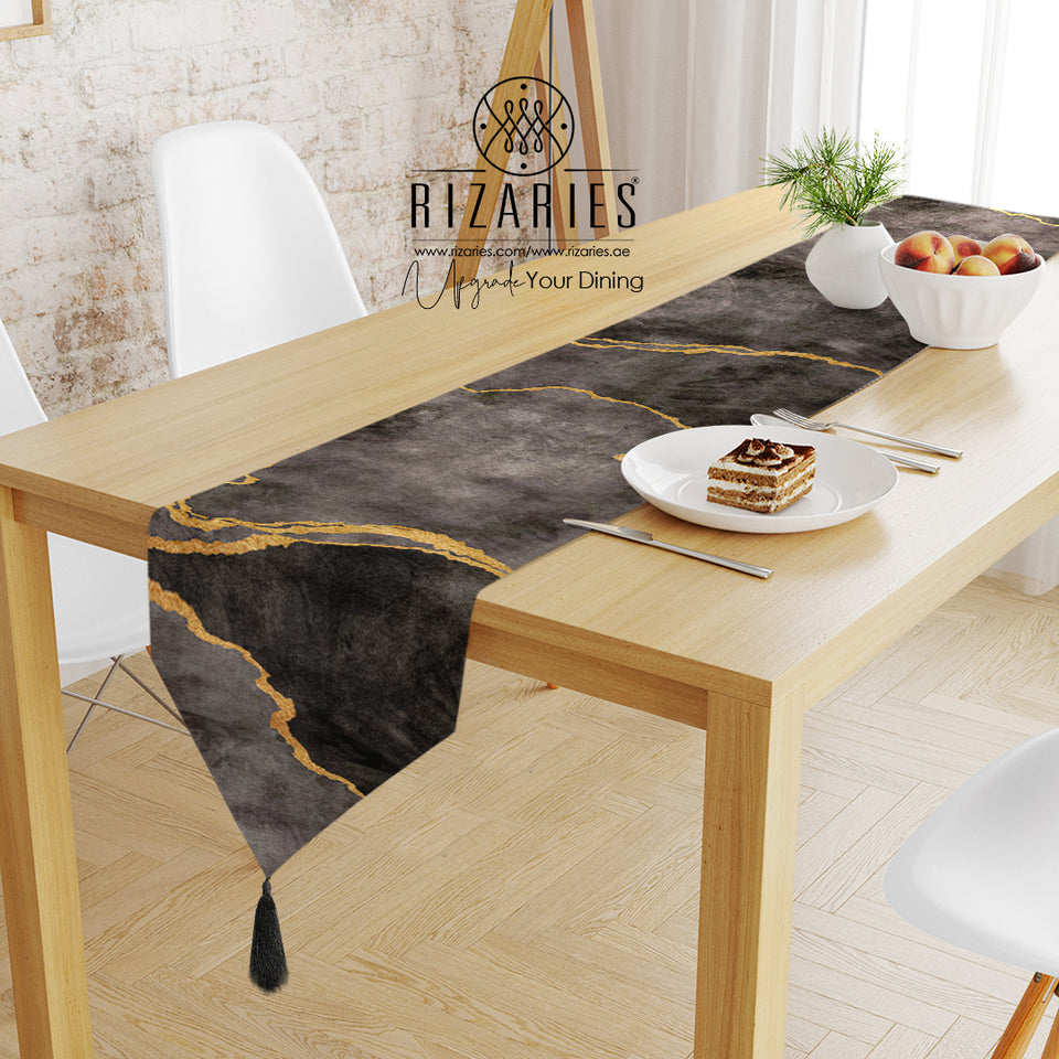 Grey Gold Abstract Table Runner – Rizaries