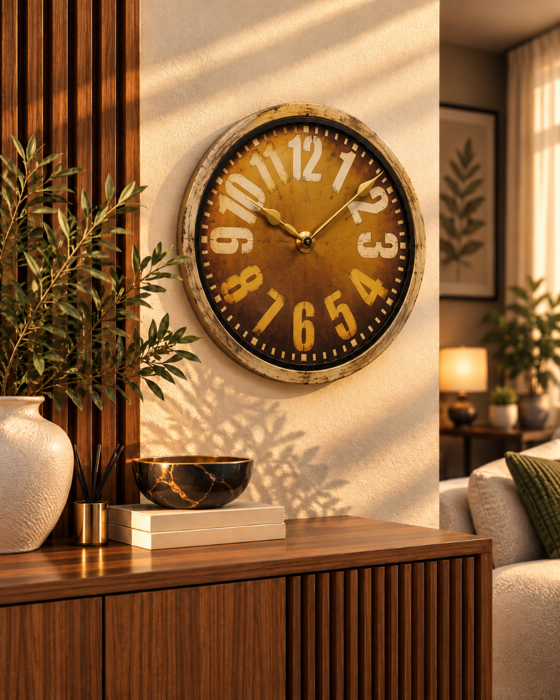 Gold Vintage Wall Clock 14 inches