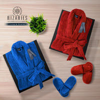 Thumbnail for Couple Set (2 Velour Bathrobe, 2 Velour Slippers)