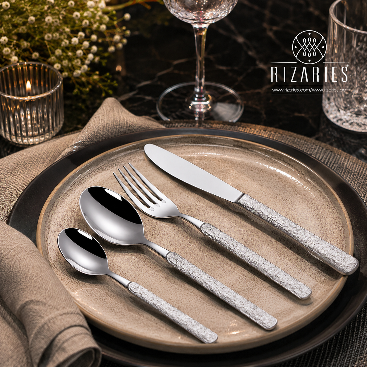 Rough Handle Full Silver Cutlery Set