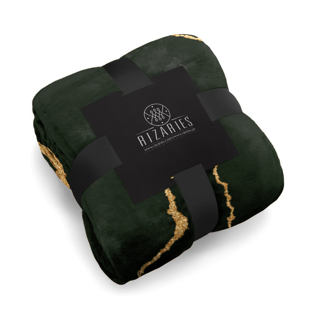 Soft Black Gold Abstract Sofa Blanket Throw