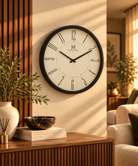 Minimalist Black & Cream Wall Clock 20 Inch