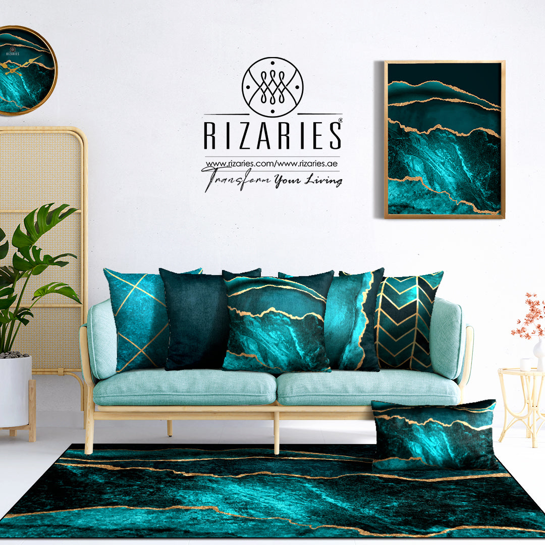 Teal Blue Gold Abstract Bundle of 9 (READ DESCRIPTION)