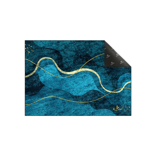 Sea Green Teal Wavy Centerpiece (Rug)