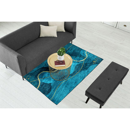 Sea Green Teal Wavy Centerpiece (Rug)