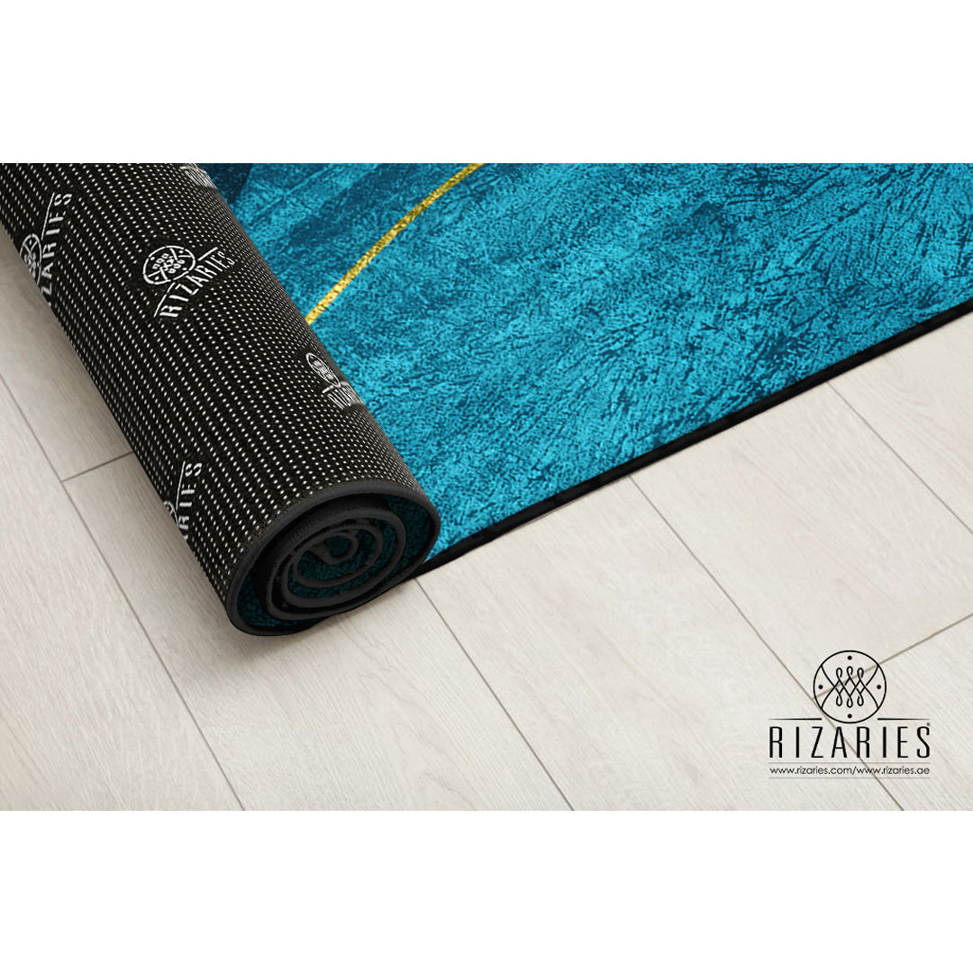 Sea Green Teal Wavy Centerpiece (Rug)