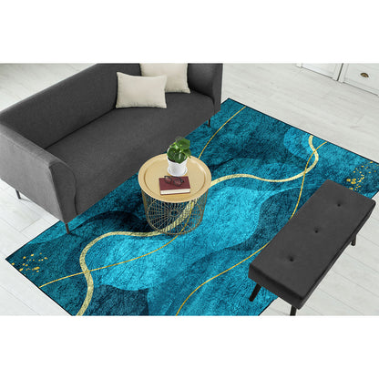 Sea Green Teal Wavy Centerpiece (Rug)