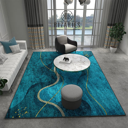 Sea Green Teal Wavy Centerpiece (Rug)