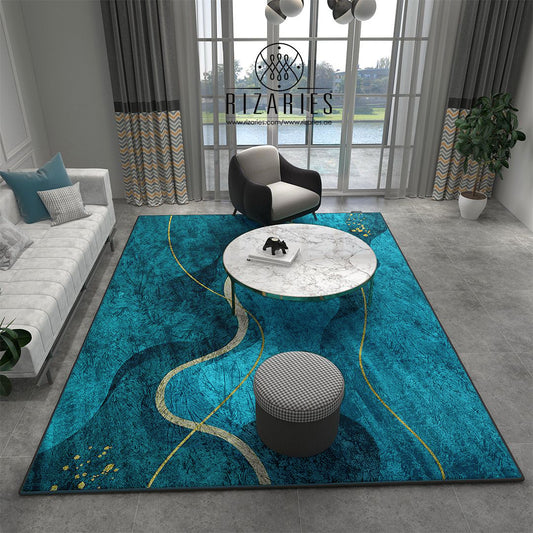 Sea Green Teal Wavy Centerpiece (Rug)