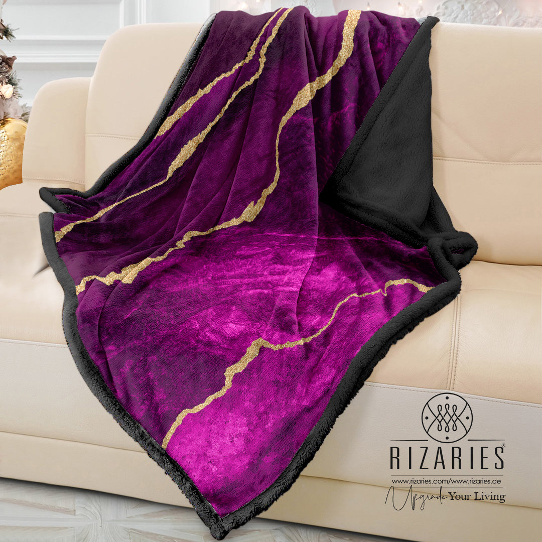 Soft Purple & Gold Abstract Sofa Blanket Throw
