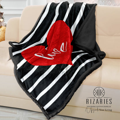 Soft Black White Love Sofa Blanket Throw