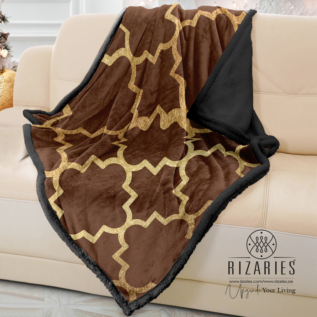 Soft Brown Quatrefoil Sofa Blanket Throw