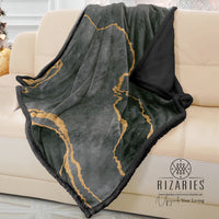 Thumbnail for Soft Grey Gold Abstract Sofa Blanket Throw