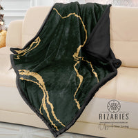Thumbnail for Soft Black Gold Abstract Sofa Blanket Throw