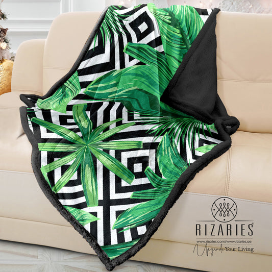 Soft Tropical Geometric Sofa Blanket Throw