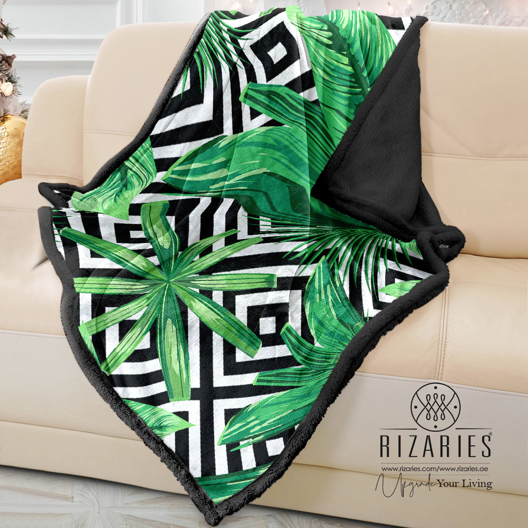 Soft Tropical Geometric Sofa Blanket Throw