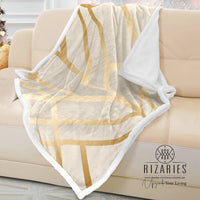 Thumbnail for Soft Beige Gold Art Deco Sofa Blanket Throw