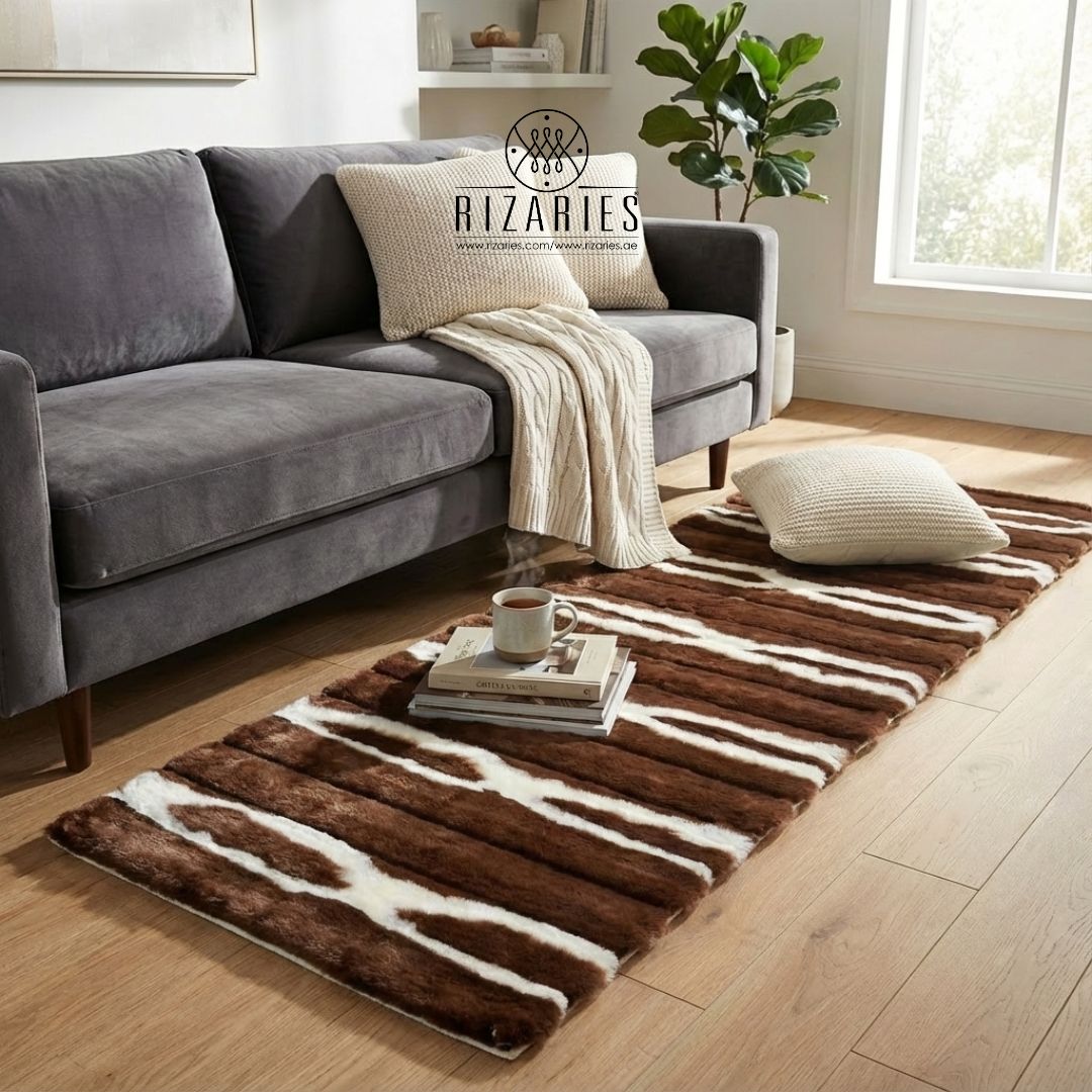 Soft Striped Imitation Fur Runner Mat