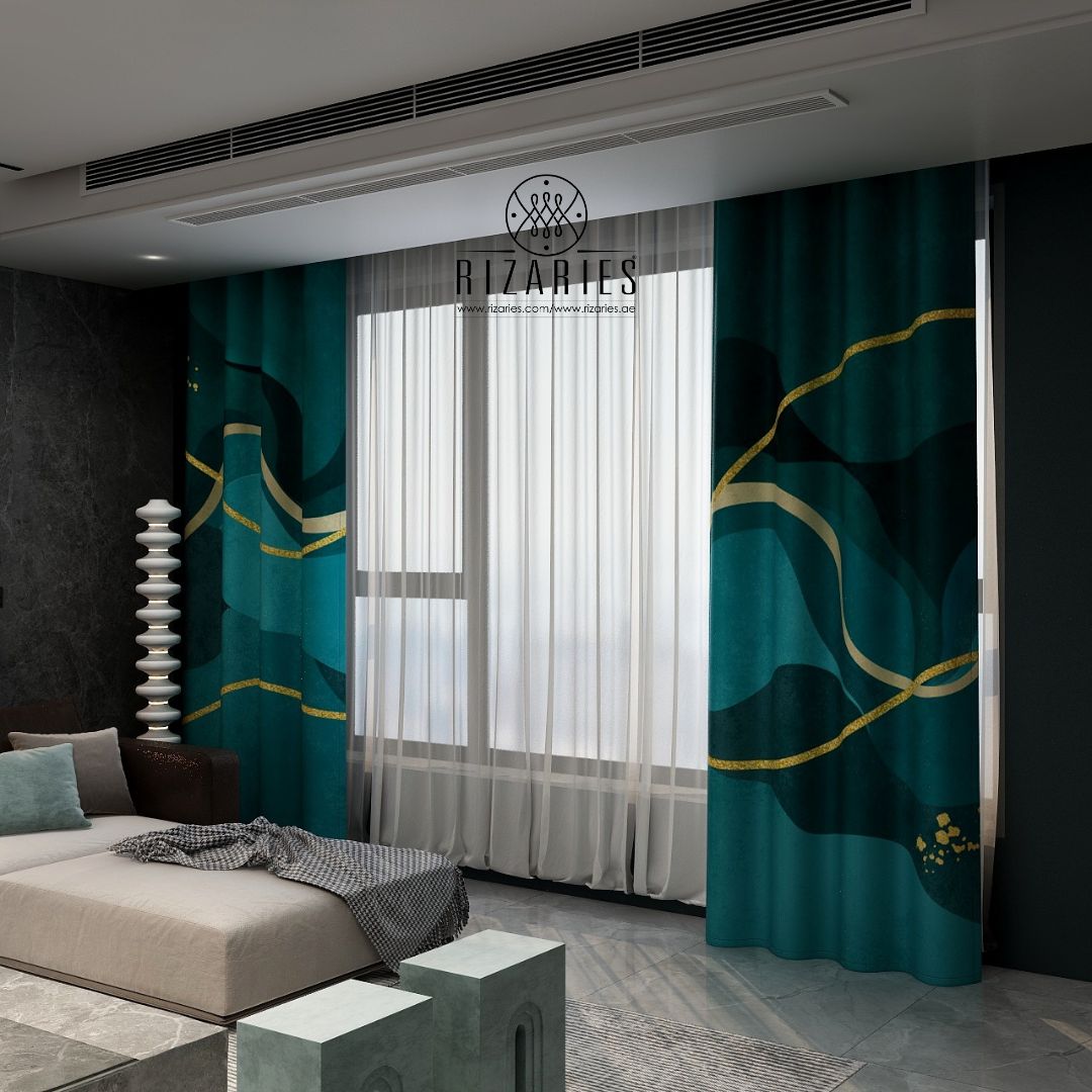 Sea Green Wavy Curtains