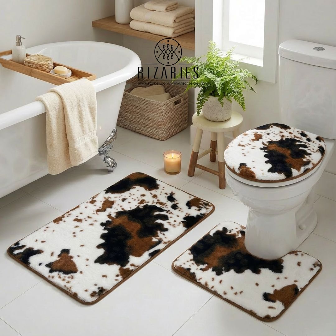 Cow Skin Bathroom Commode Set (3 PCS)
