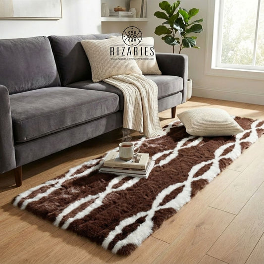 Soft Striped Imitation Fur Runner Mat