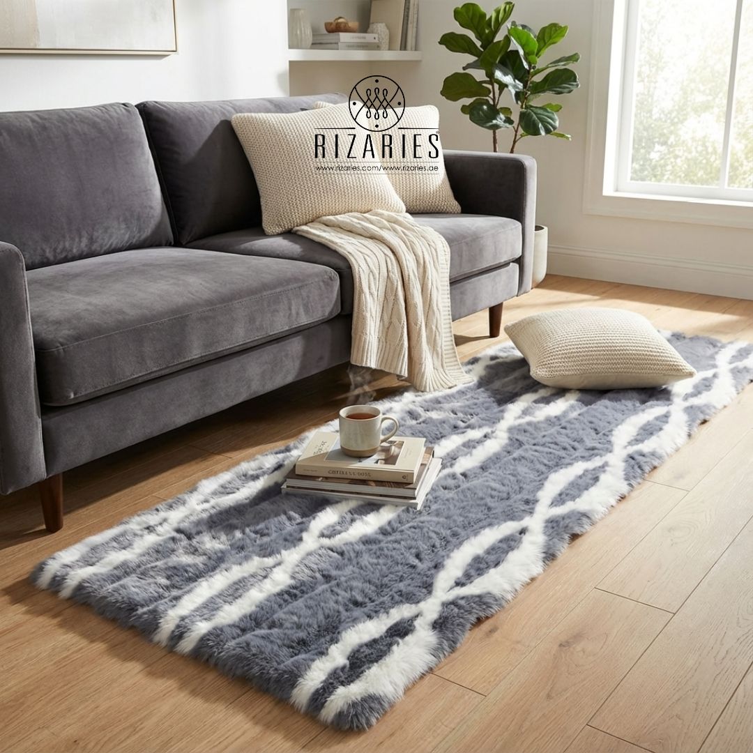 Soft Striped Imitation Fur Runner Skin Mat