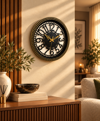 Black & Gold Ornate Wall Clock 15 Inches