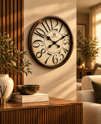 Beige Brown Vintage Antique Wall Clock 20 Inches