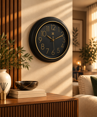 Classic Black & Gold Wall Clock 18 Inches