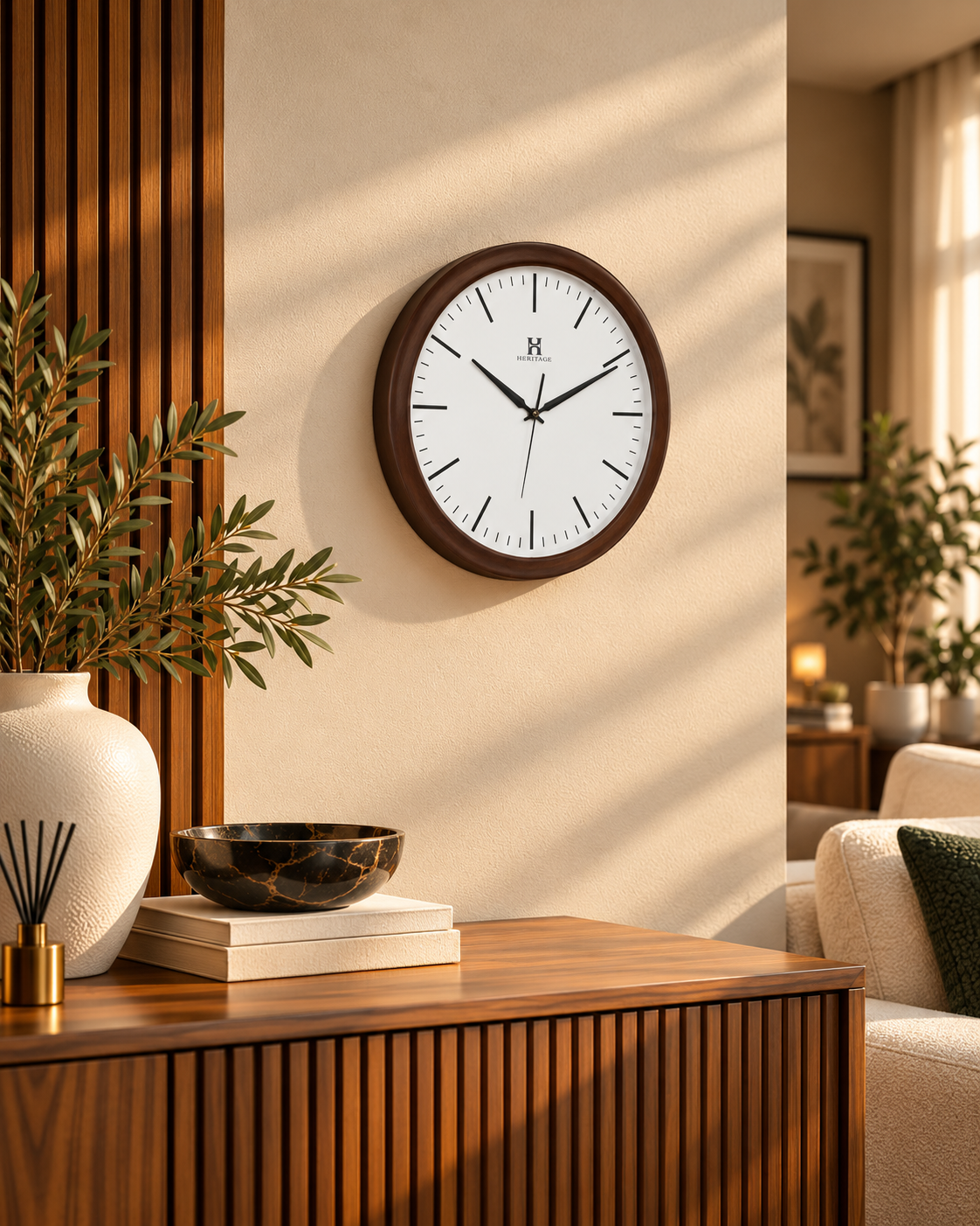 Classic Brown Wall Clock 15 Inches