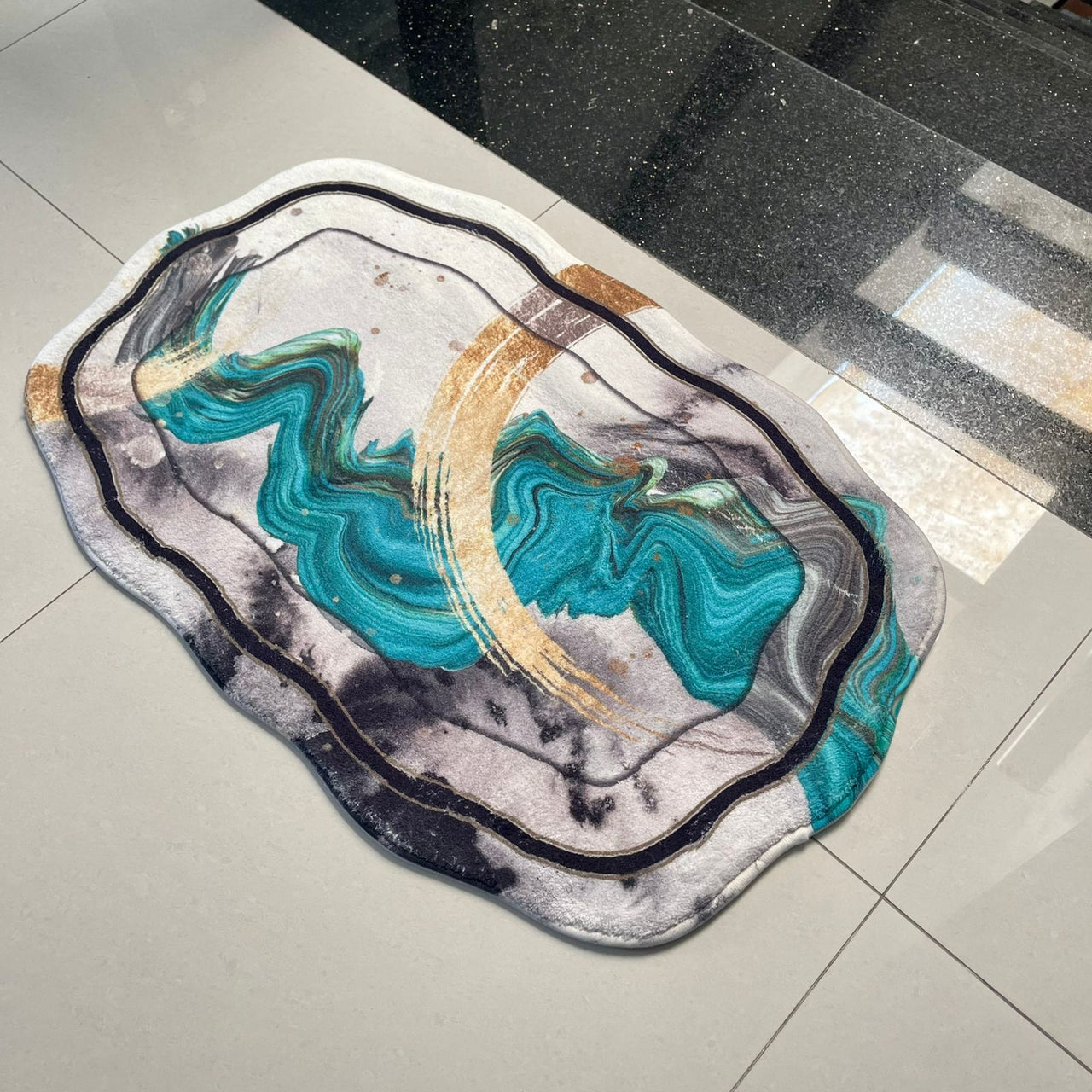 Turqoise Marble Abstract Door Mat