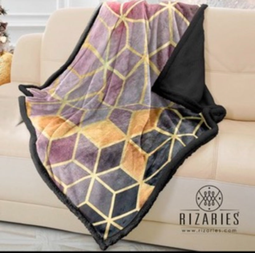 Soft Pink Gradient Cubes Sofa Blanket Throw