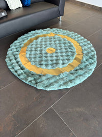 Thumbnail for SuperSoft Box Style Fur with Gold Round Rug