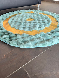 Thumbnail for SuperSoft Box Style Fur with Gold Round Rug