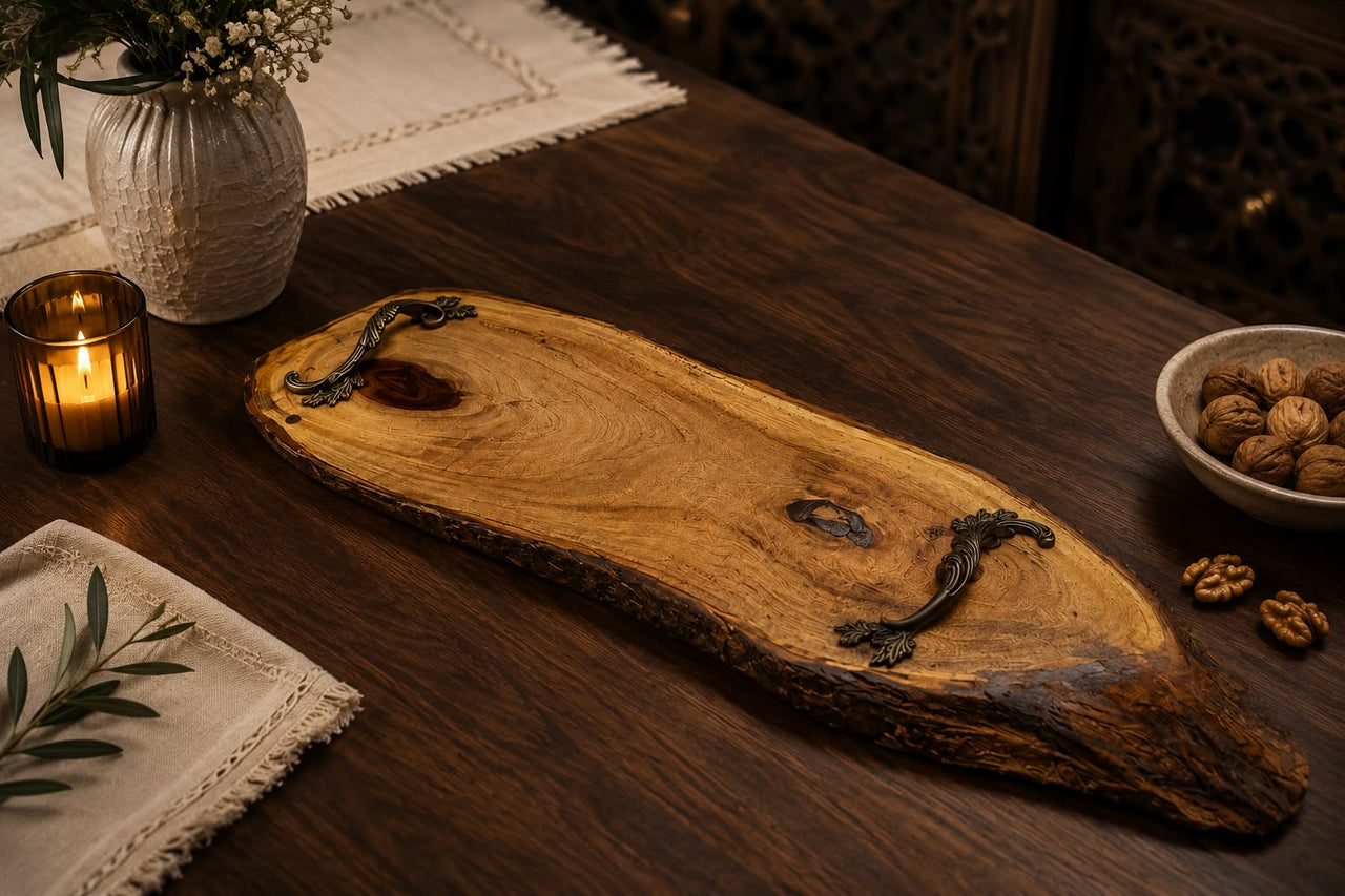 Shesham Oval Wooden Platter/Tray with Handles