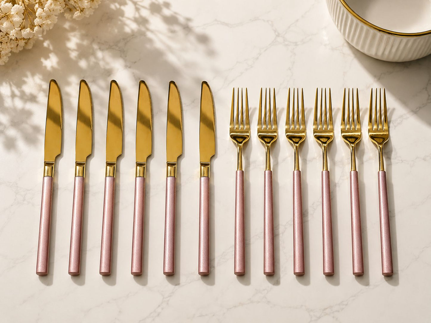 Pink Gold Knife & Fork Set (12 Pieces)