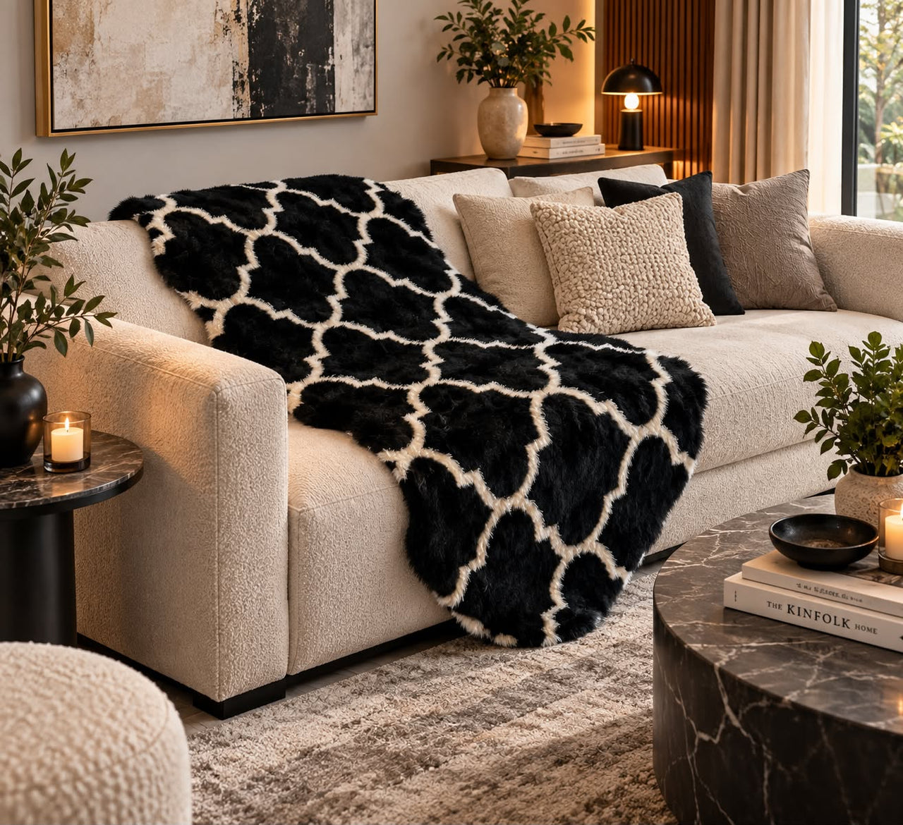 SuperSoft Moroccan Black Imitation Fur Runner Mat
