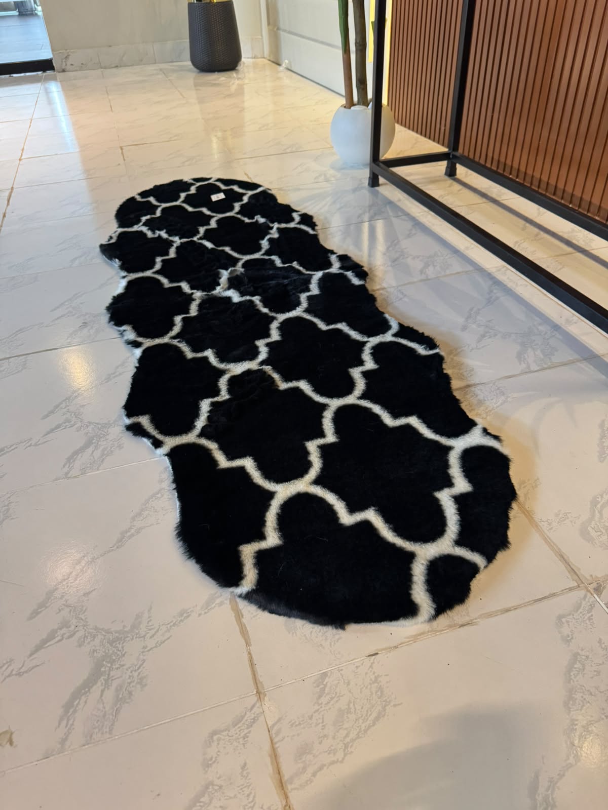 SuperSoft Moroccan Black Imitation Fur Runner Mat