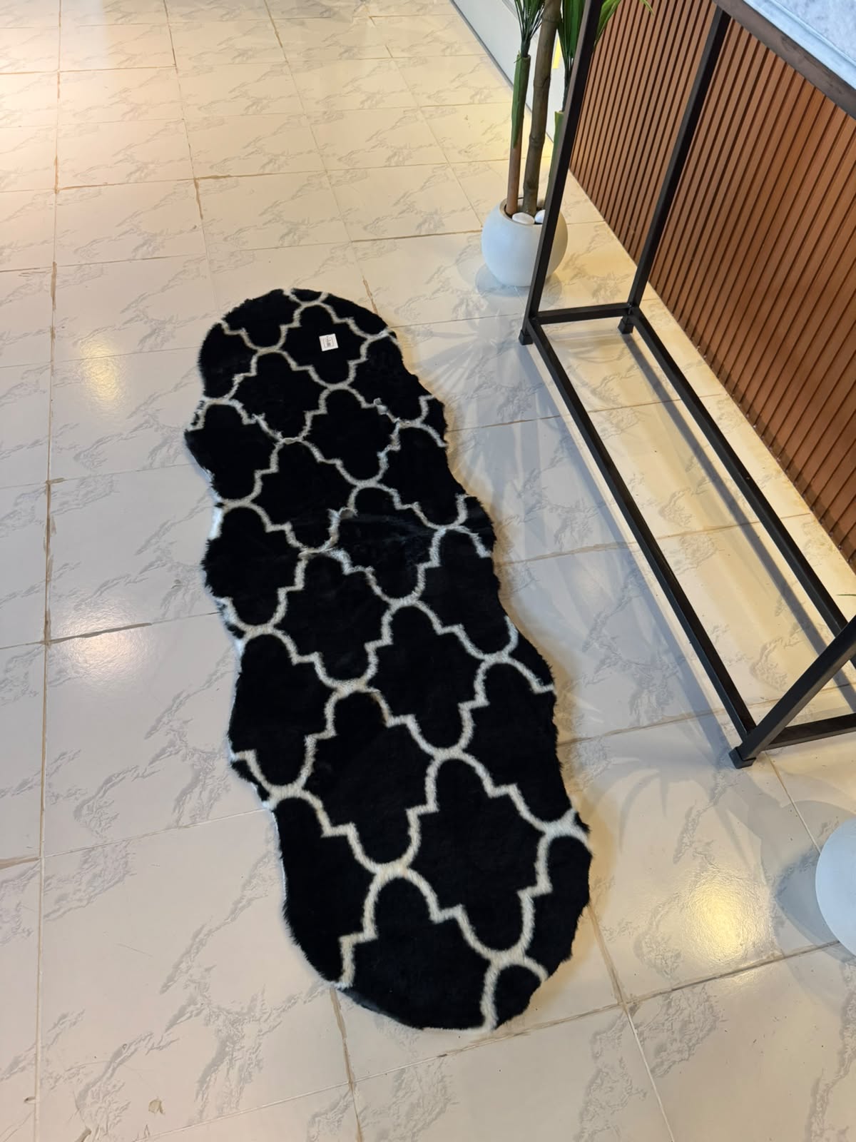 SuperSoft Moroccan Black Imitation Fur Runner Mat