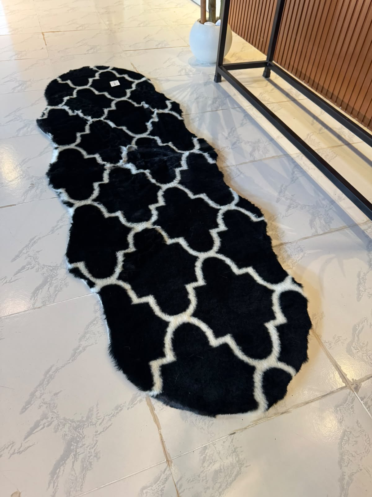SuperSoft Moroccan Black Imitation Fur Runner Mat