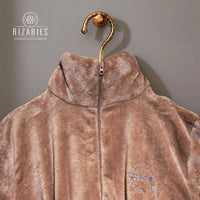 Thumbnail for Soft Coral Fleece Zipper Bathrobe