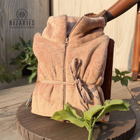 Thumbnail for Soft Coral Fleece Zipper Bathrobe